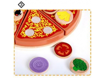 Kid Wooden Pizza Toy Cutting