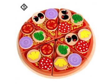 Kid Wooden Pizza Toy Cutting