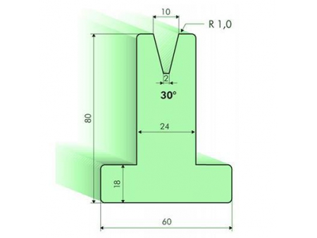 30° T-dies, H=80mm, Amada Press Brake Tooling