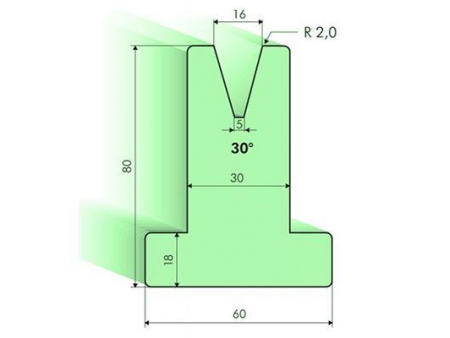 30° T-dies, H=80mm, Amada Press Brake Tooling