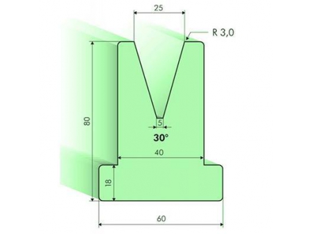 30° T-dies, H=80mm, Amada Press Brake Tooling