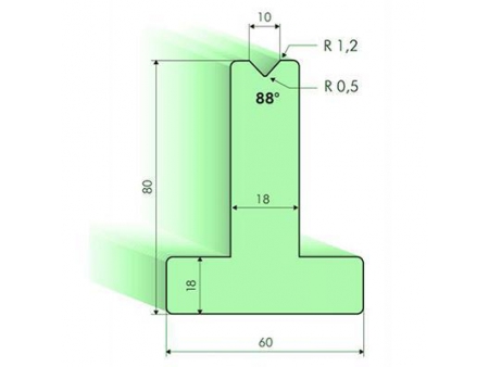 88° T-dies, H=80mm, Amada Press Brake Tooling