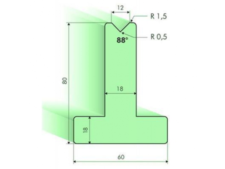 88° T-dies, H=80mm, Amada Press Brake Tooling