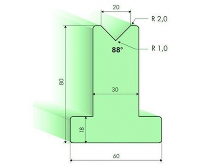 88° T-dies, H=80mm, Amada Press Brake Tooling