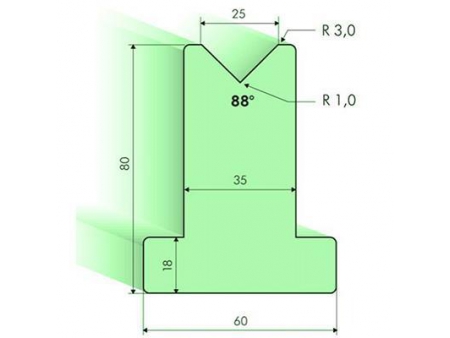 88° T-dies, H=80mm, Amada Press Brake Tooling