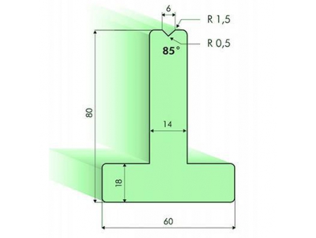 85° T-dies, H=80mm, Amada Press Brake Tooling