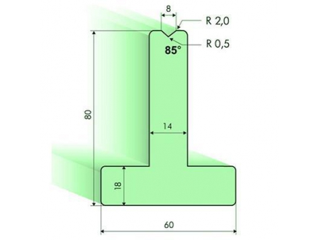 85° T-dies, H=80mm, Amada Press Brake Tooling