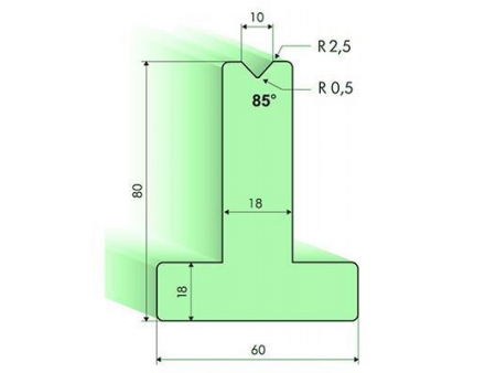 85° T-dies, H=80mm, Amada Press Brake Tooling