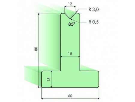 85° T-dies, H=80mm, Amada Press Brake Tooling