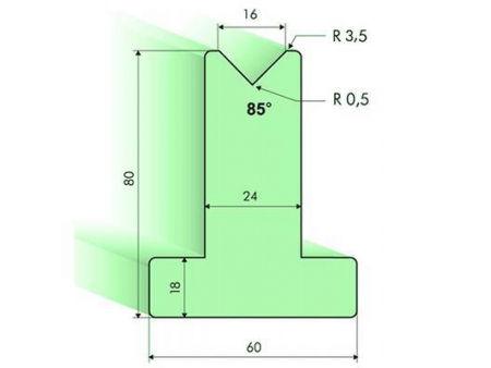 85° T-dies, H=80mm, Amada Press Brake Tooling