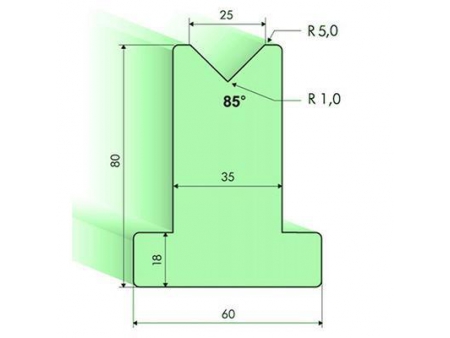 85° T-dies, H=80mm, Amada Press Brake Tooling