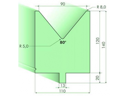 80° Dies, H=120mm, Amada Press Brake Tooling