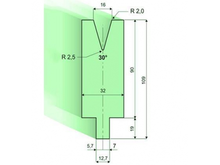 30° Dies, H=90mm, Amada Press Brake Tooling