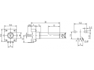 12mm Flat Insulated Shaft Rotary Encoder, EC12-1 Series