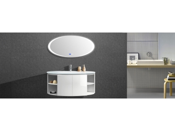 IL1901 Floating Single Vanity with Round Lighted Mirror