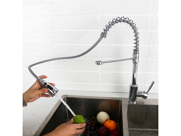 Single hole pull down kitchen faucet with spring load  SW-KF002