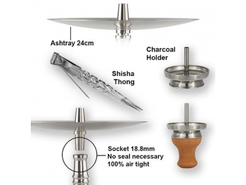 SS-B001 Stainless Steel Hookah, 82cm Complete Set Hookah