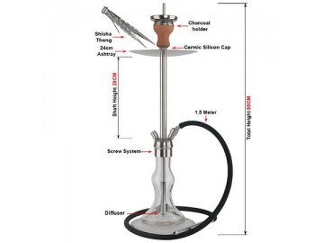 SS-B004 Stainless Steel Hookah, 80cm Complete Set Hookah