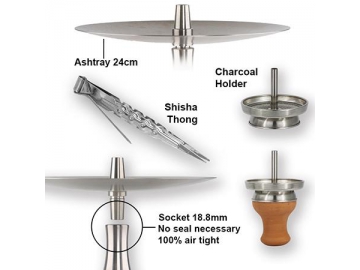 SS-B005 Stainless Steel Hookah, 79cm Complete Set Hookah
