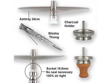 SS-B006 Stainless Steel Hookah, 81cm Complete Set Hookah