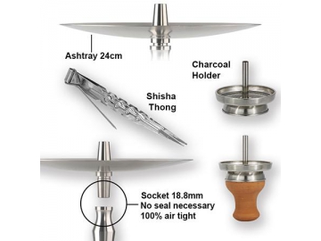 SS-B007 Stainless Steel Hookah, 81cm Complete Set Hookah