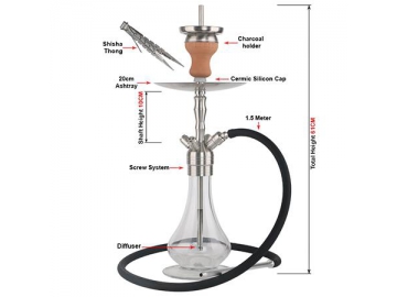 SS-M001 Stainless Steel Hookah, 61cm Complete Set Hookah