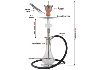 SS-M001 Stainless Steel Hookah, 61cm Complete Set Hookah