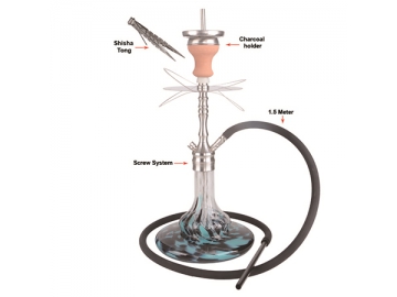 SS035 Stainless Steel Hookah, 63cm Tall Middle Hookah