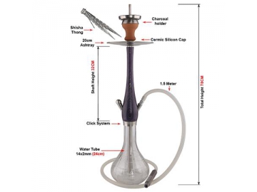 WOOD-B001 Wooden Hookah, 78cm Complete Set Hookah