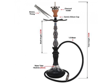 WOOD-B002 Wooden Hookah, 79cm Complete Set Hookah