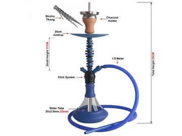 Z-010 Zinc Alloy Hookah, 55cm Tall Complete Set Hookah