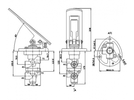 HBV-L10F-00  Dual-circuit Hydraulic Brake Valve, Modulating Brake Valve