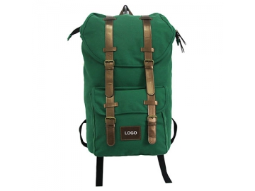 CBB2084-1 Leisure Canvas Backpack with PU Leather Strip