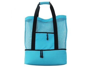 CBB3480-A1 Mesh Beach Tote Bag with Insulated Picnic Cooler