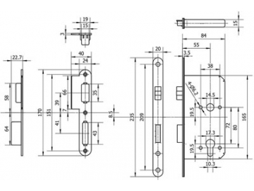 MG1811 Push Pull Mortise Lock