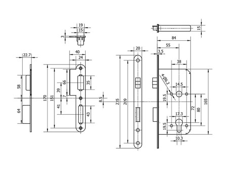 MG1813 Push Pull Mortise Lock