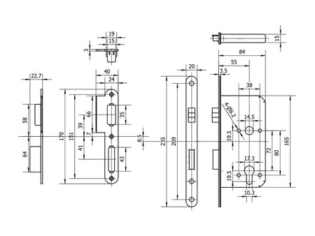 MG1814 Push Pull Mortise Lock