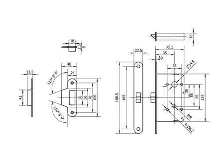 MG2812 Push Pull Mortise Lock