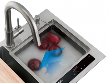 SER92008-W Ionic Water Cleaning Double Bowl Kitchen Sink with Soap Dispenser