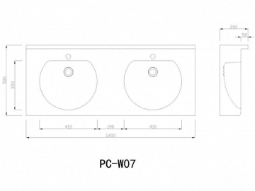 Half Round Stainless Steel Double Trough Platform Basin