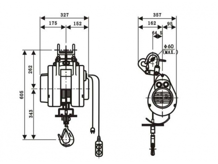 Hook Mounted Electric Hoist, HXS Series