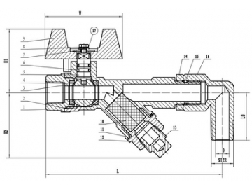 Brass Y Strainer/Ball Valve Combination