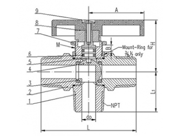 3-Way Panel Mount Brass Ball Valve