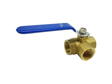 3-Way Brass Diverting Ball Valve, L Flow