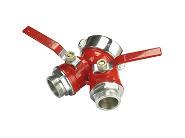 3-Way Wye-Style Brass Ball Valve, with Fire Hose Connections