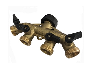 4-Way Garden Valve, 4 Way Brass Garden Hose Splitter with Shut Off Valve