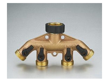 4-Way Garden Valve, 4 Way Brass Garden Hose Splitter with Shut Off Valve