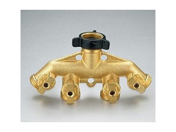 4-Way Garden Valve, 4 Way Brass Garden Hose Splitter with Shut Off Valve