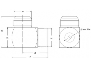 KCSGFE High Pressure Fused Sight Glass, 90° Elbow