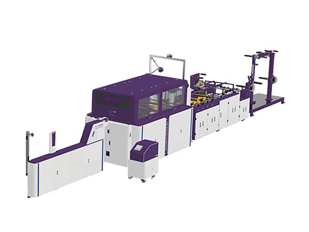 Roll-fed J-cut Paper Bag Making Machine with Twisted/ Flat Handles and Top Over-folding